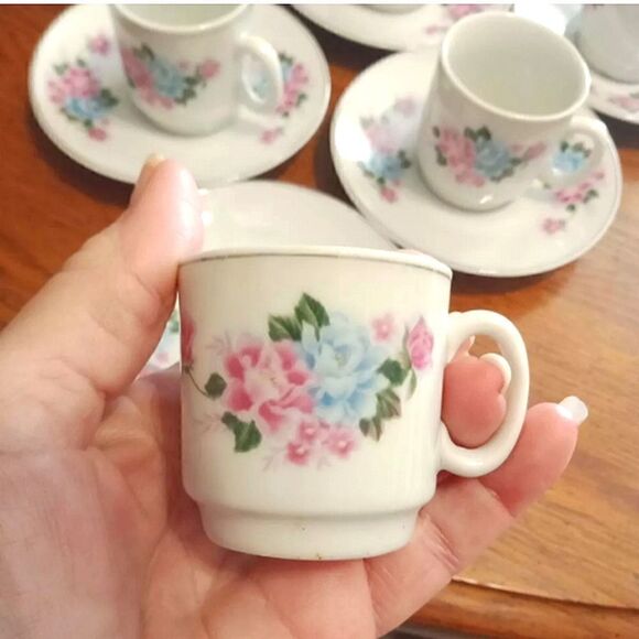 Vintage Children's China Tea Set Of 6 Cups And Saucers. Playset, porcelain - Picture 5 of 5